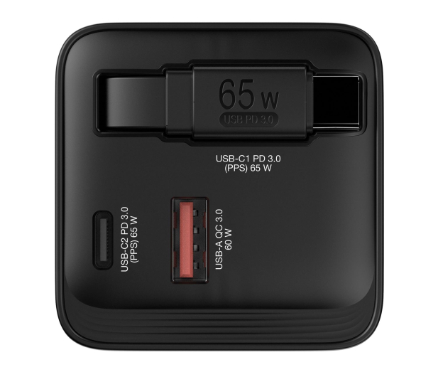 VERBATIM GaN Charger 65W 2 Port retr cable US/EU/UK 32217 - 1340215 - zdjęcie 2
